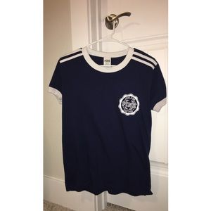 PINK navy blue baseball tee